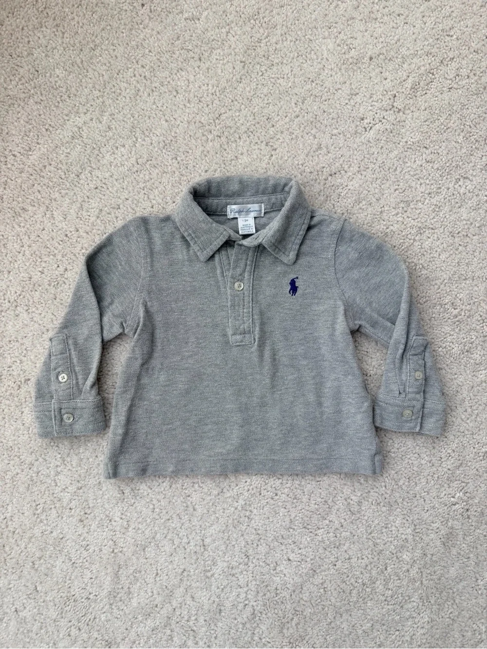 Ralph Lauren Gray Long-Sleeve Polo Shirt for Baby